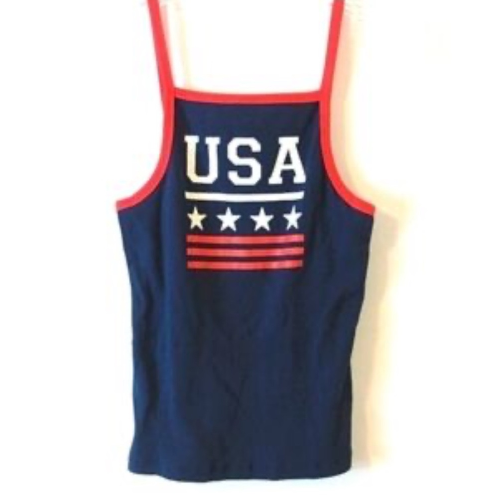 Zoe + Liv USA Tank Top with Red Trim size L